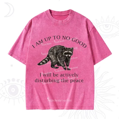 Purplehecate Trash Raccoon Backyard Wildlife Washed T-Shirt