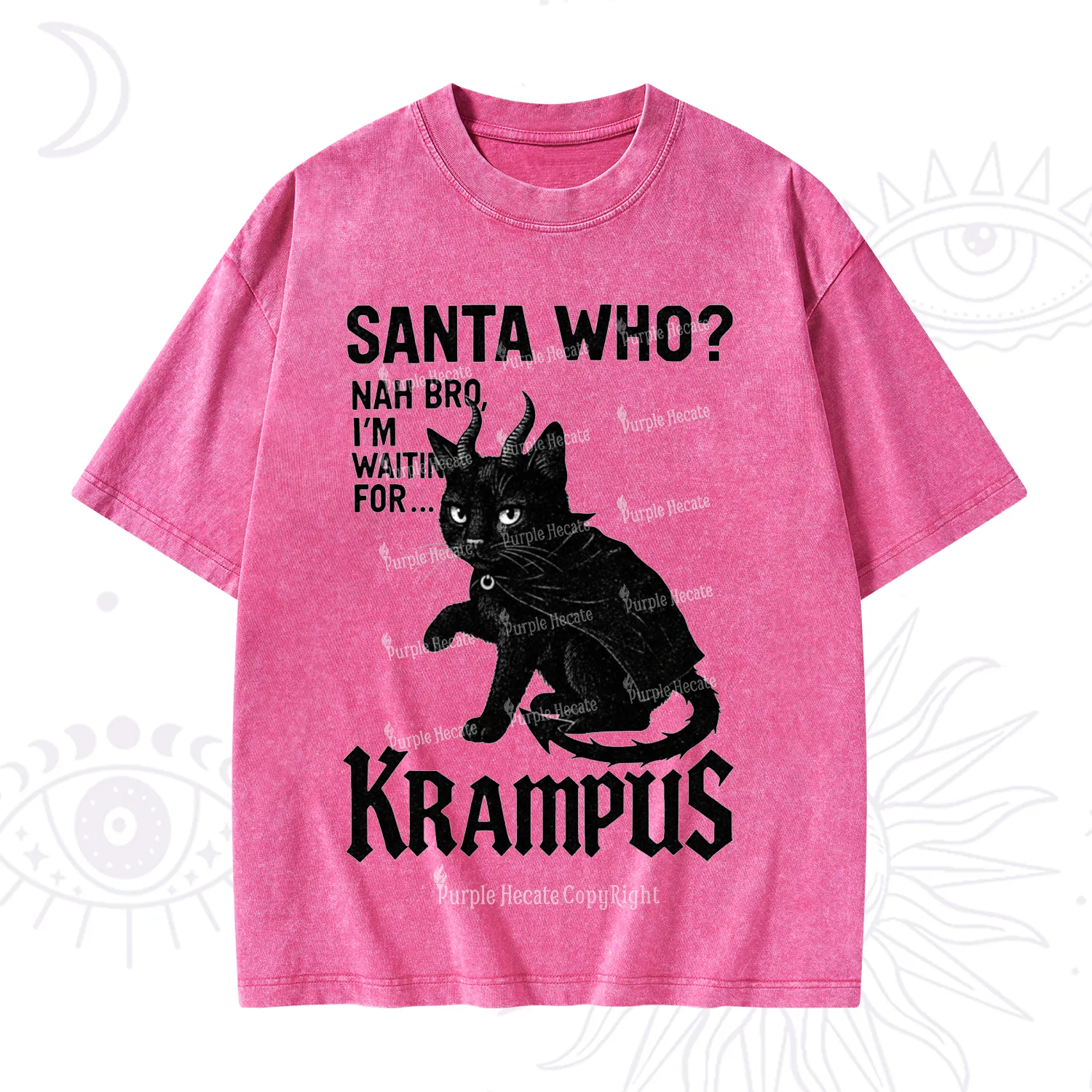 Purplehecate Santa Who? Nah Bro I'm Waiting for Krampus Christmas Washed T-Shirt