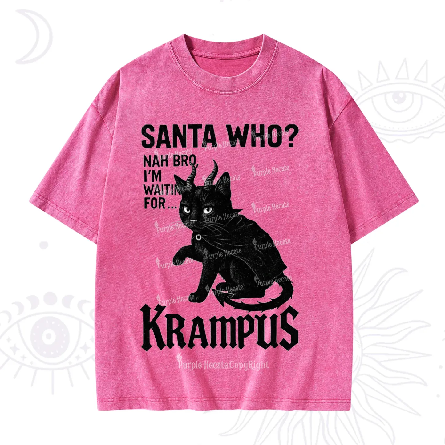 Purplehecate Santa Who? Nah Bro I'm Waiting for Krampus Christmas Washed T-Shirt