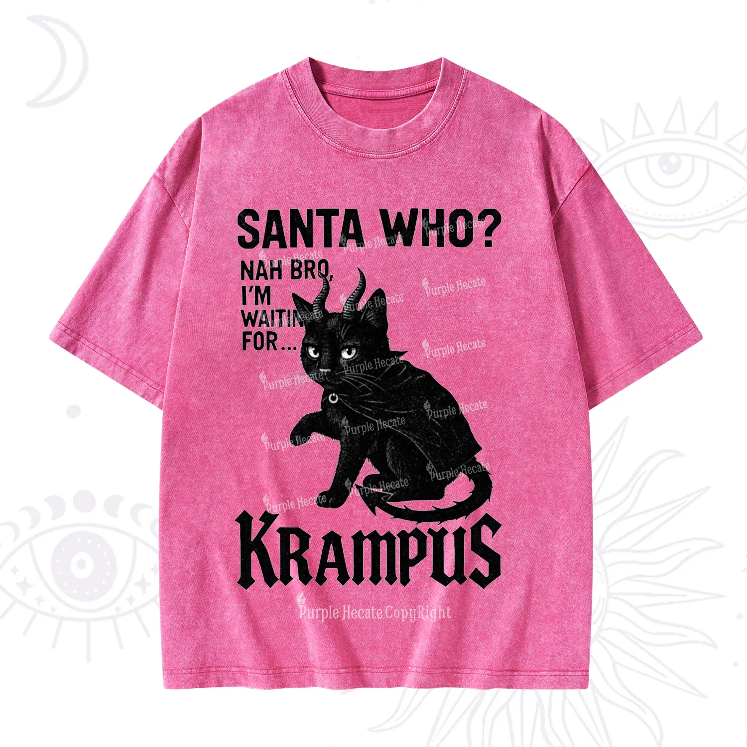 Purplehecate Santa Who? Nah Bro I'm Waiting for Krampus Christmas Washed T-Shirt