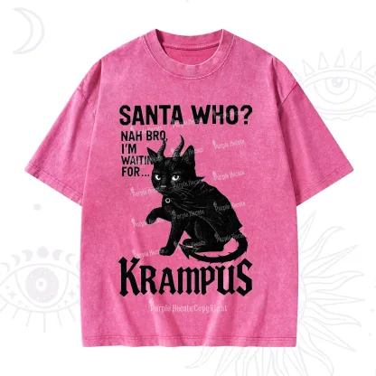 Purplehecate Santa Who? Nah Bro I'm Waiting for Krampus Christmas Washed T-Shirt