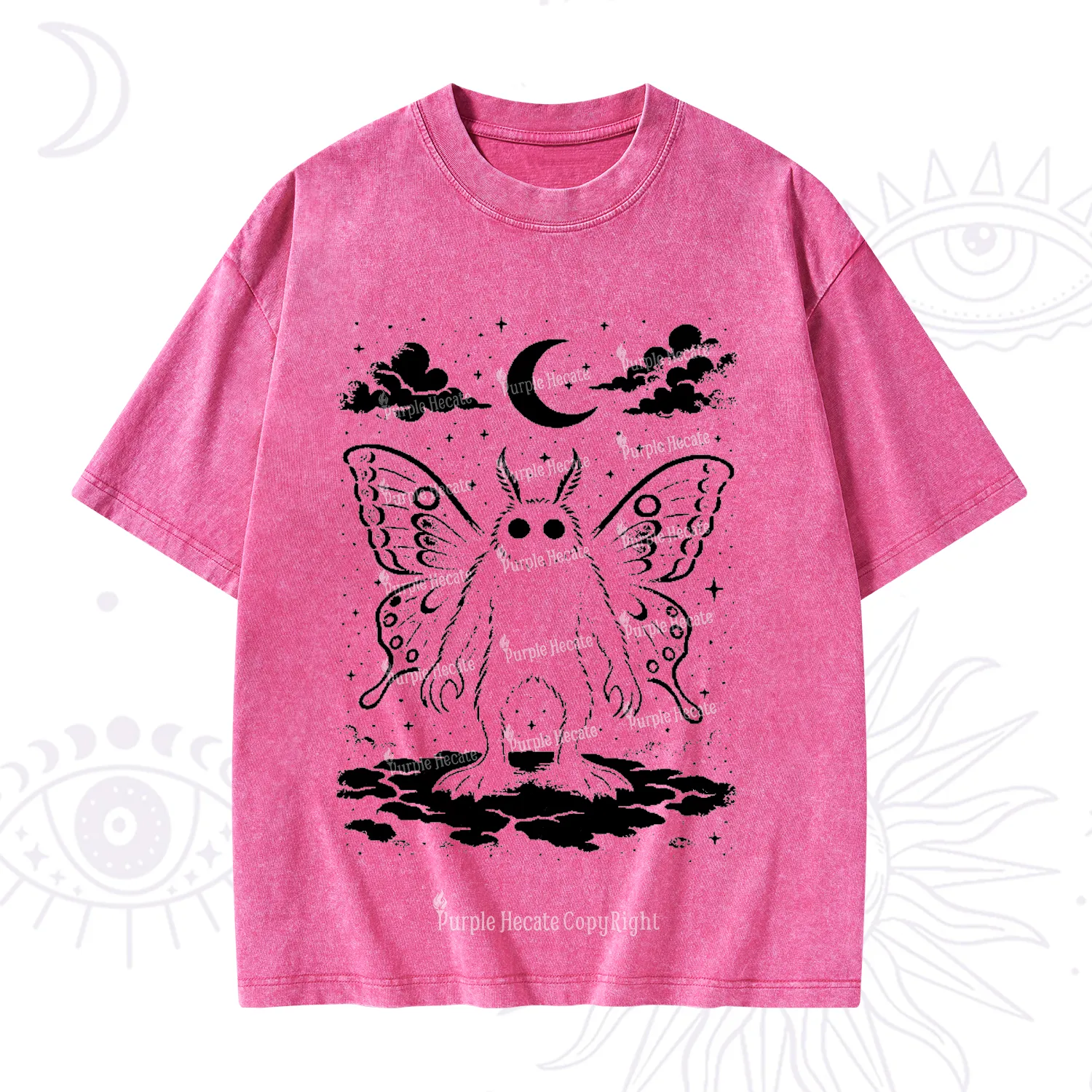Purplehecate Celestial Cryptid Mothman Washed T-Shirt