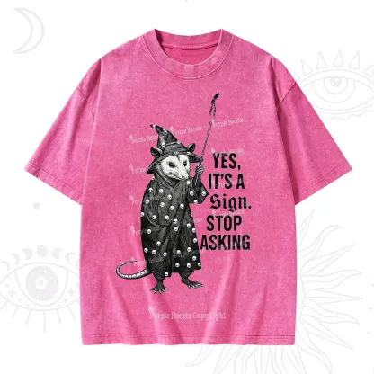 Purplehecate Yes It's a Sign Stop Asking Washed T-Shirt