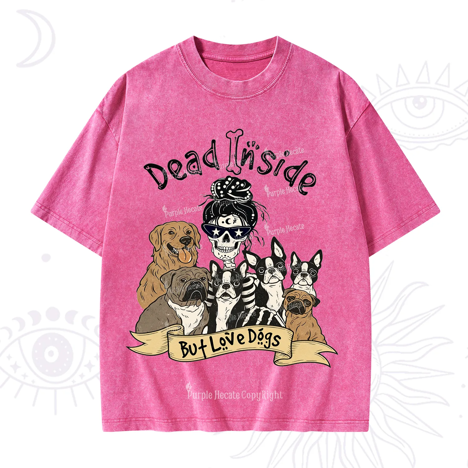 Purplehecate Dead Inside But Love Dogs Washed T-Shirt