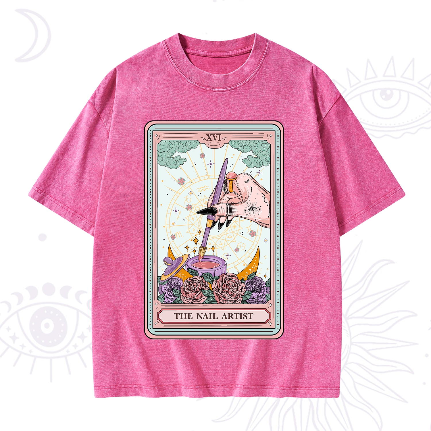 Purplehecate The Nail Artsit Tarot Card Washed T-Shirt