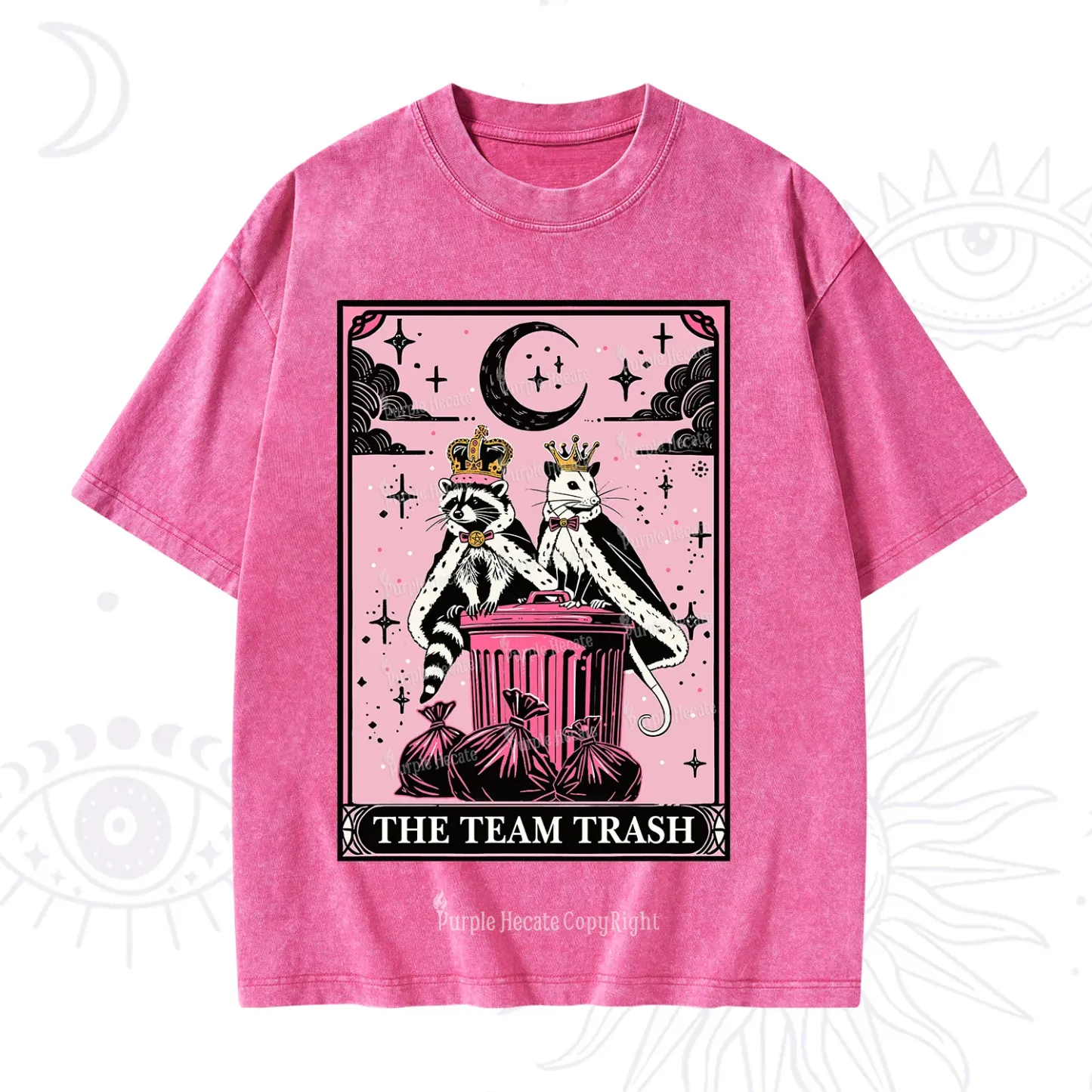 Purplehecate The Trash Kingdom's Tarot Opossum and Raccoon Washed T-Shirt