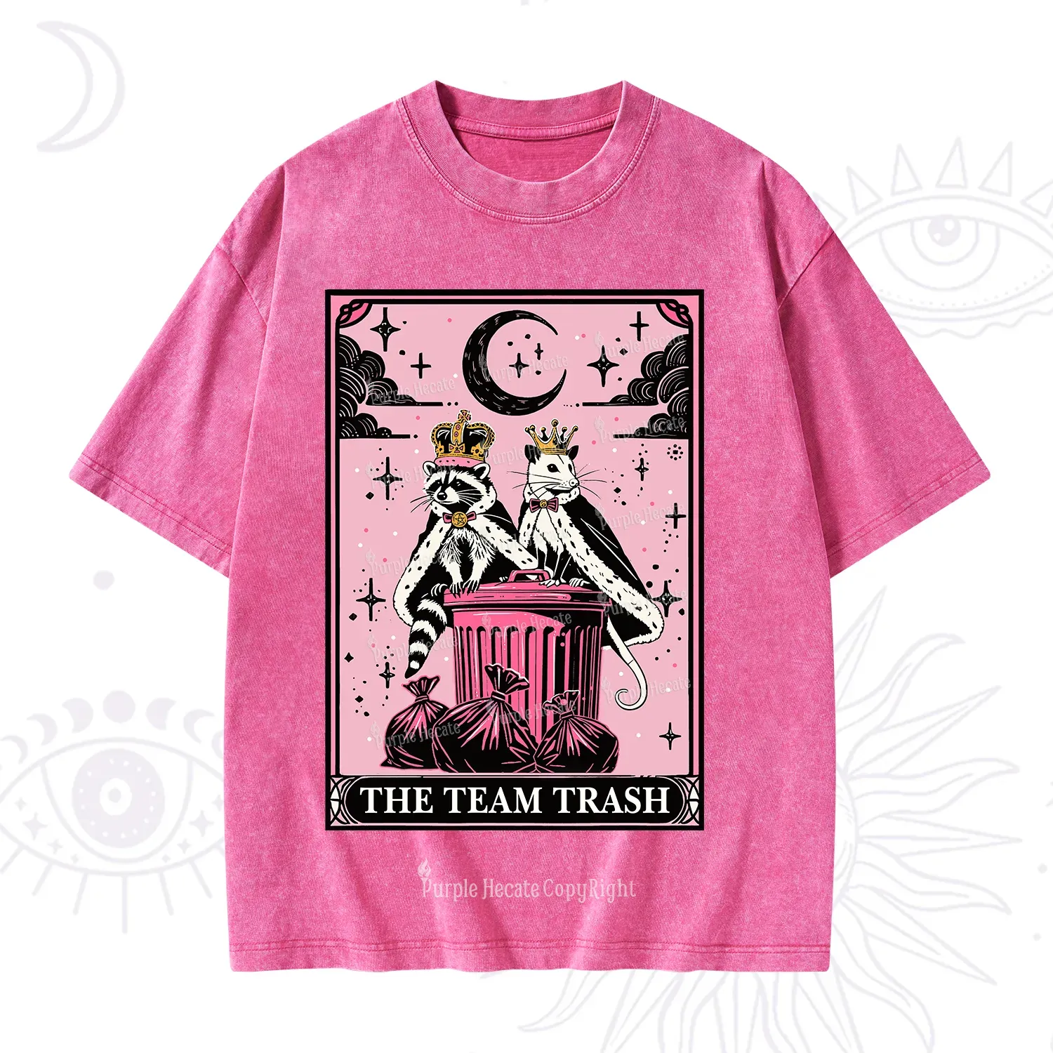Purplehecate The Trash Kingdom's Tarot Opossum and Raccoon Washed T-Shirt