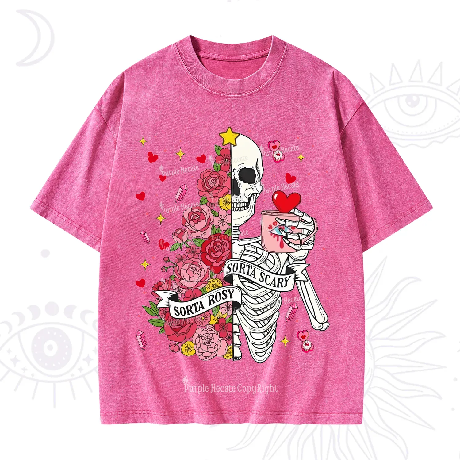 Purplehecate Sorta Rosy Sorta Scary Valentine Washed T-Shirt