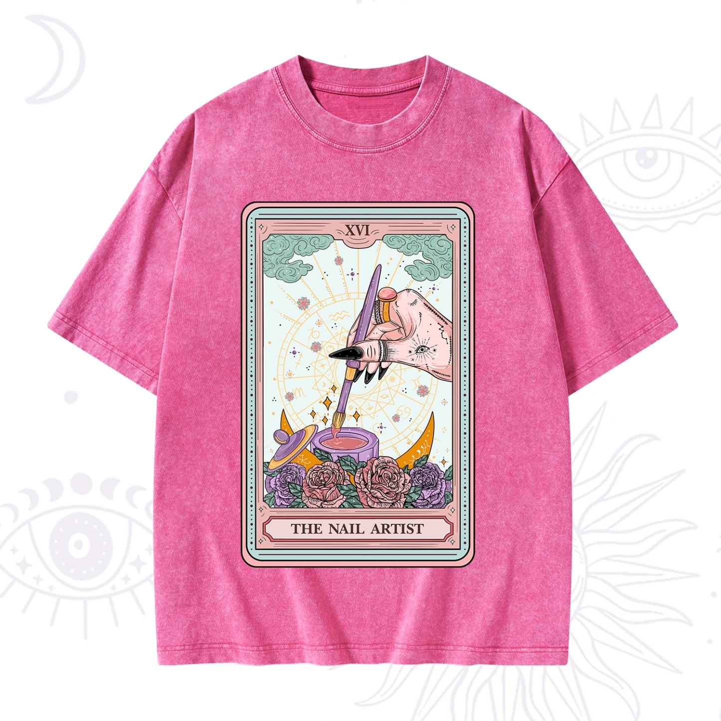 Purplehecate The Nail Artsit Tarot Card Washed T-Shirt