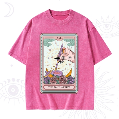 Purplehecate The Nail Artsit Tarot Card Washed T-Shirt