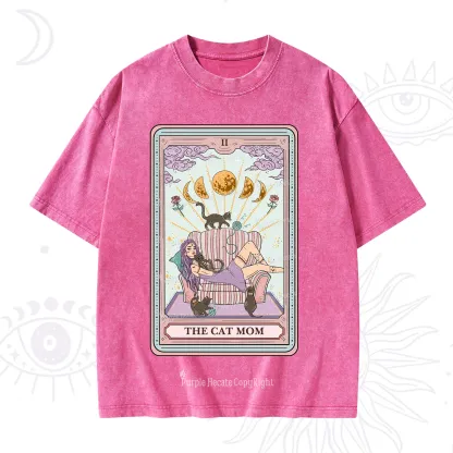 Purplehecate The Cat Mom Tarot Washed T-Shirt