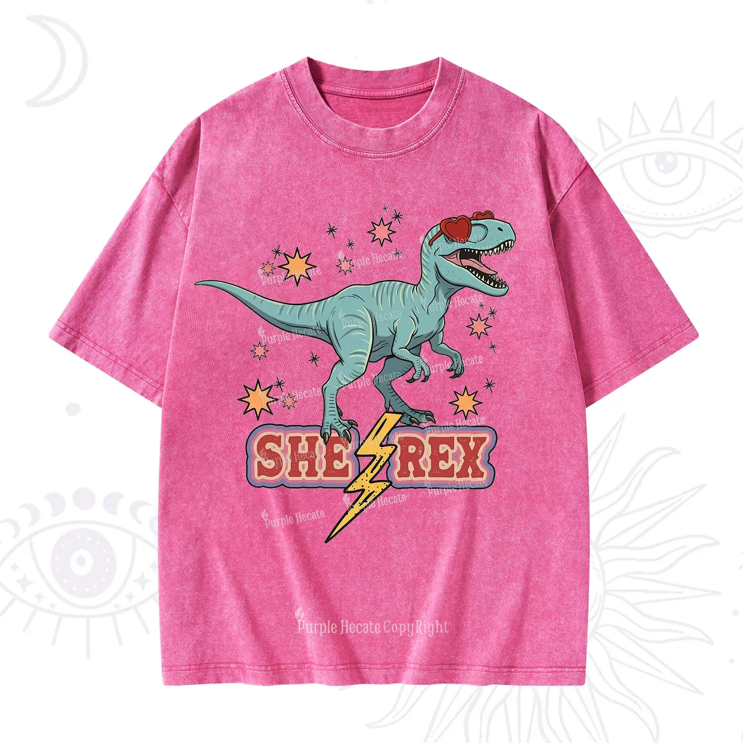 Purplehecate She Rex Dinosaur Washed T-Shirt