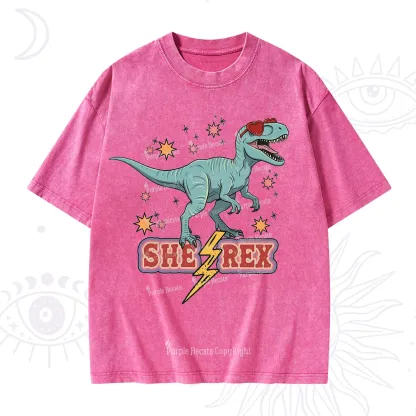 Purplehecate She Rex Dinosaur Washed T-Shirt