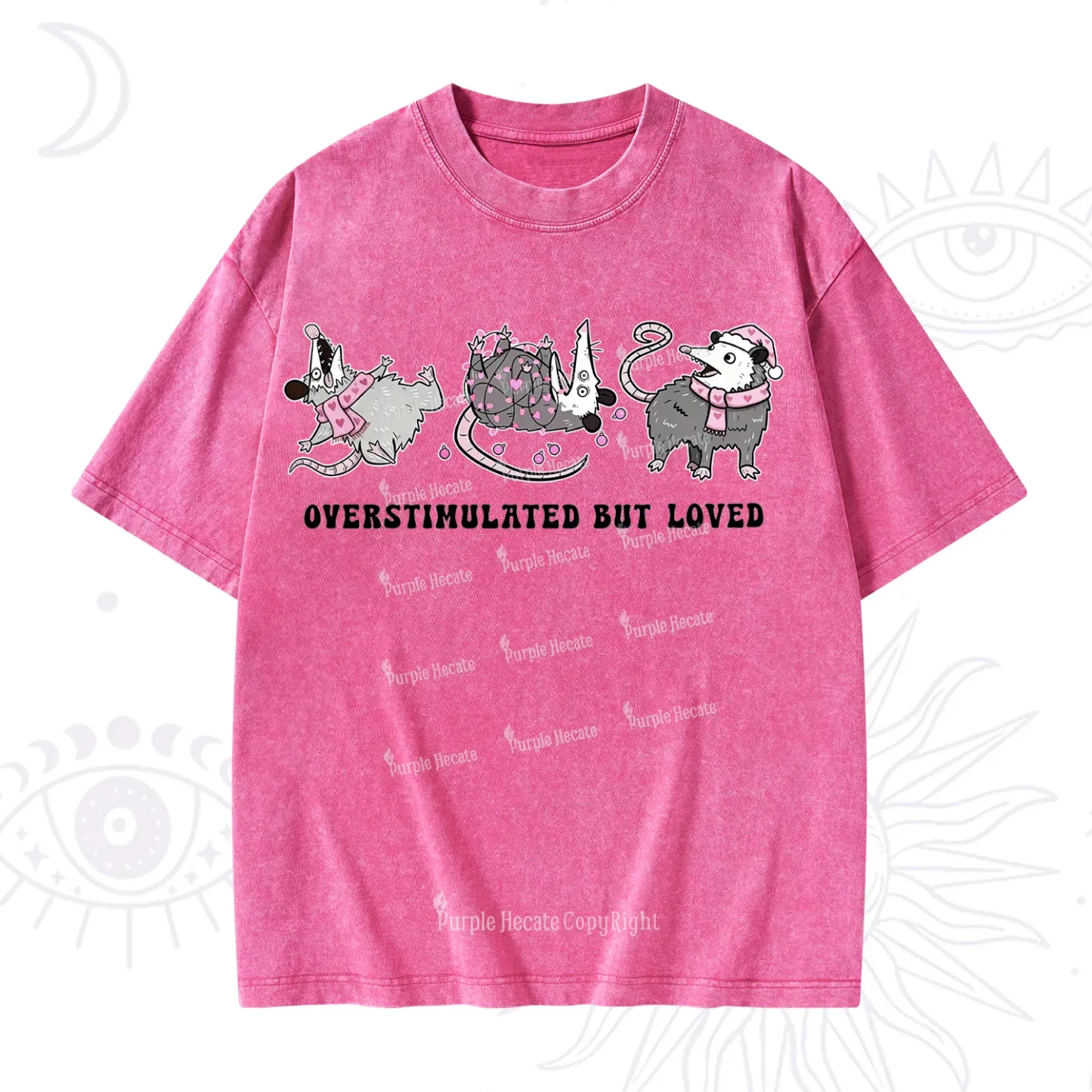 Purplehecate Overstimulated But Loved Valentine Washed T-Shirt