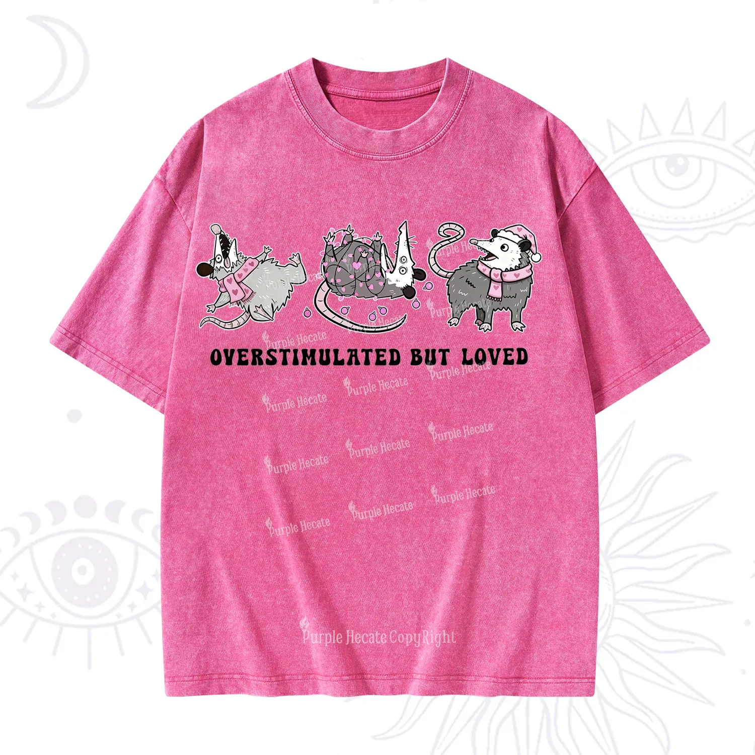 Purplehecate Overstimulated But Loved Valentine Washed T-Shirt
