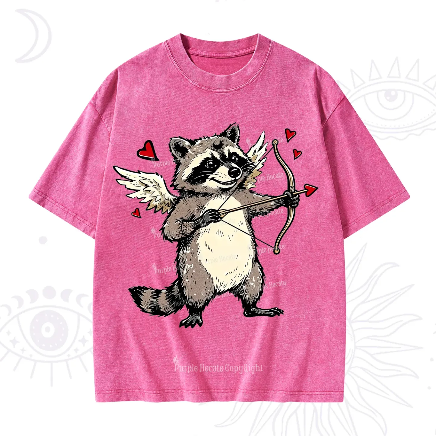 Purplehecate Cupid Raccoon Valentine Washed T-Shirt