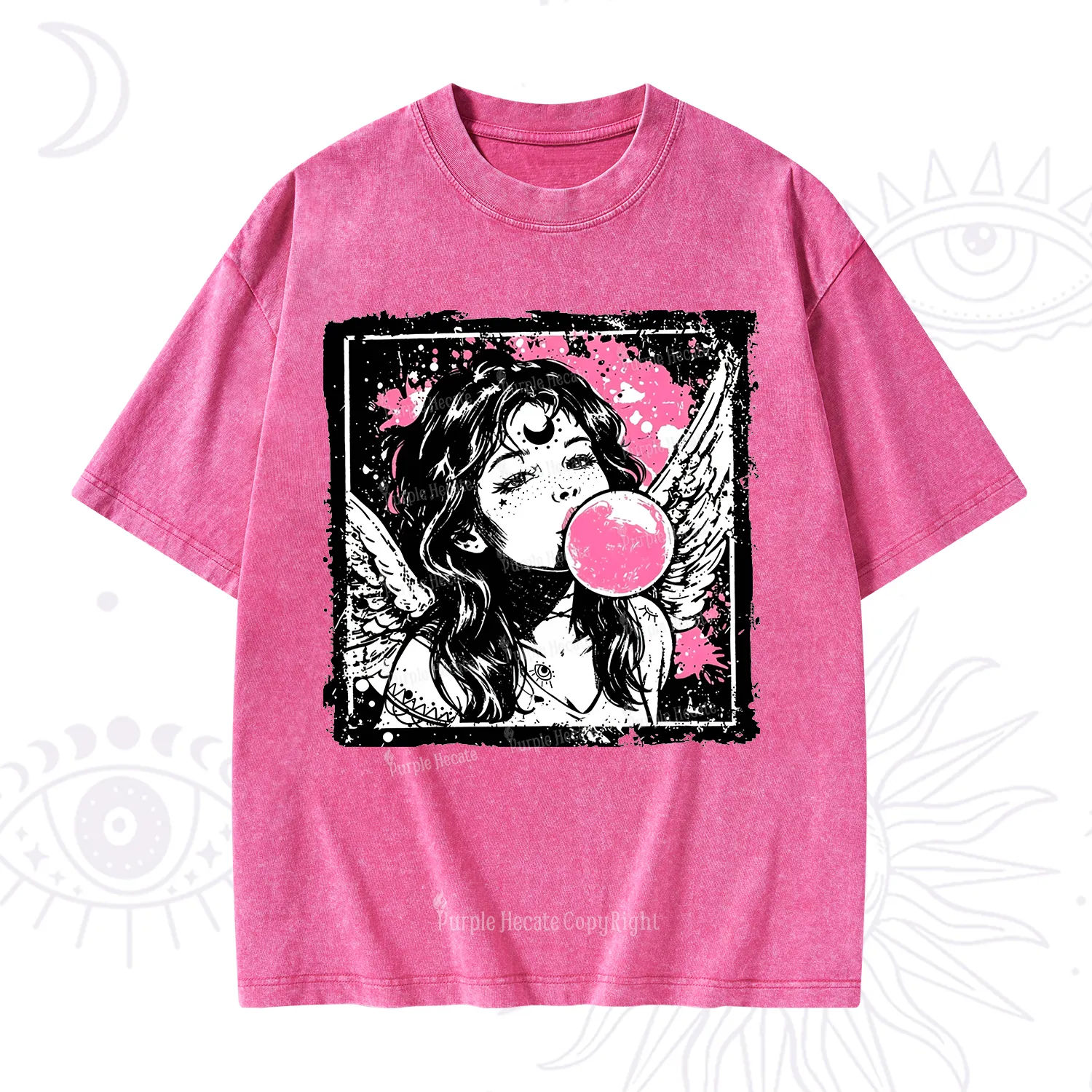 Purplehecate Grunge Angel with Bubblegum Washed T-Shirt