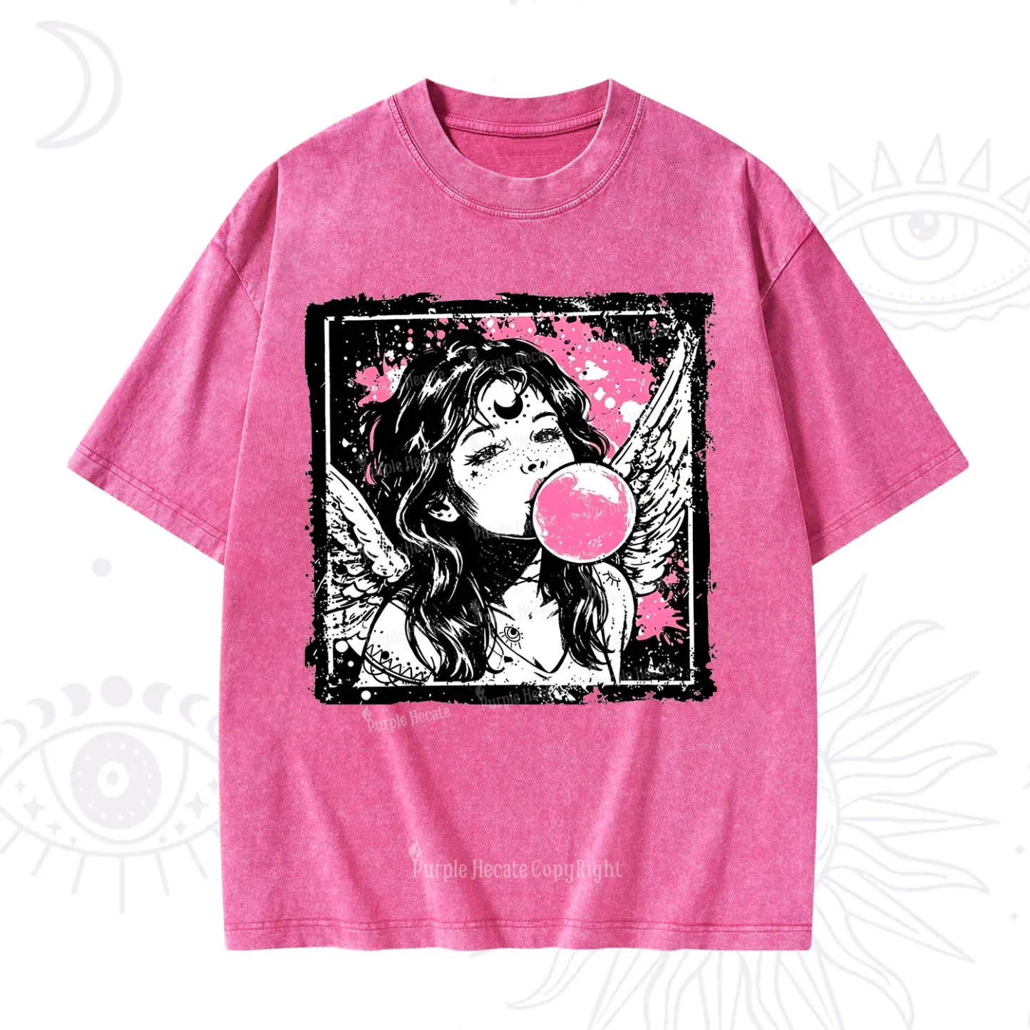 Purplehecate Grunge Angel with Bubblegum Washed T-Shirt