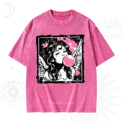 Purplehecate Grunge Angel with Bubblegum Washed T-Shirt