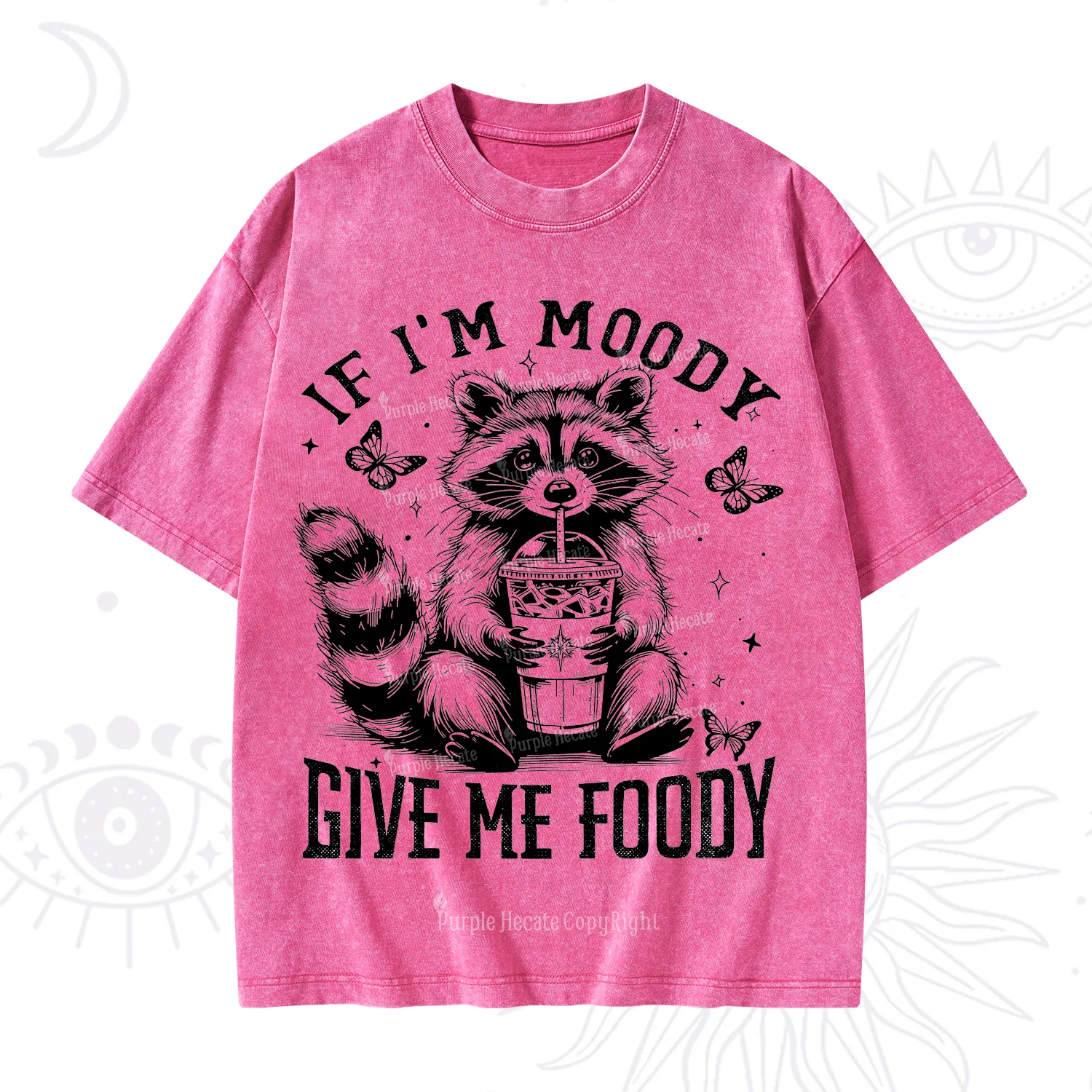 Purplehecate If I'm Moody Give Me Foody Washed T-Shirt