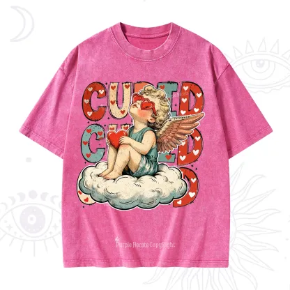 Purplehecate Retro Cupid Vibes Valentine Washed T-Shirt