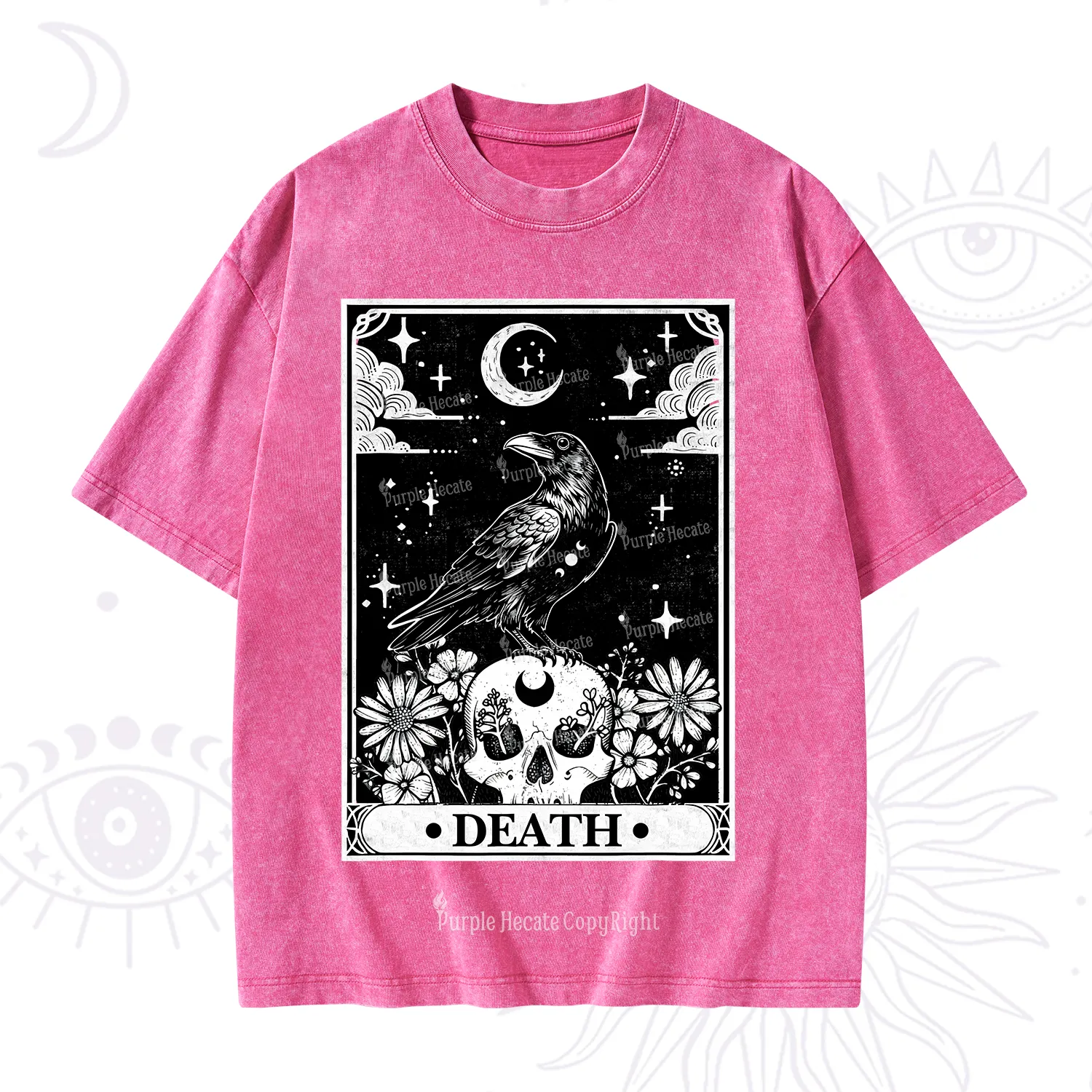 Purplehecate The Crow Death Tarot Washed T-Shirt