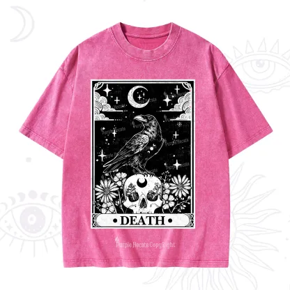 Purplehecate The Crow Death Tarot Washed T-Shirt