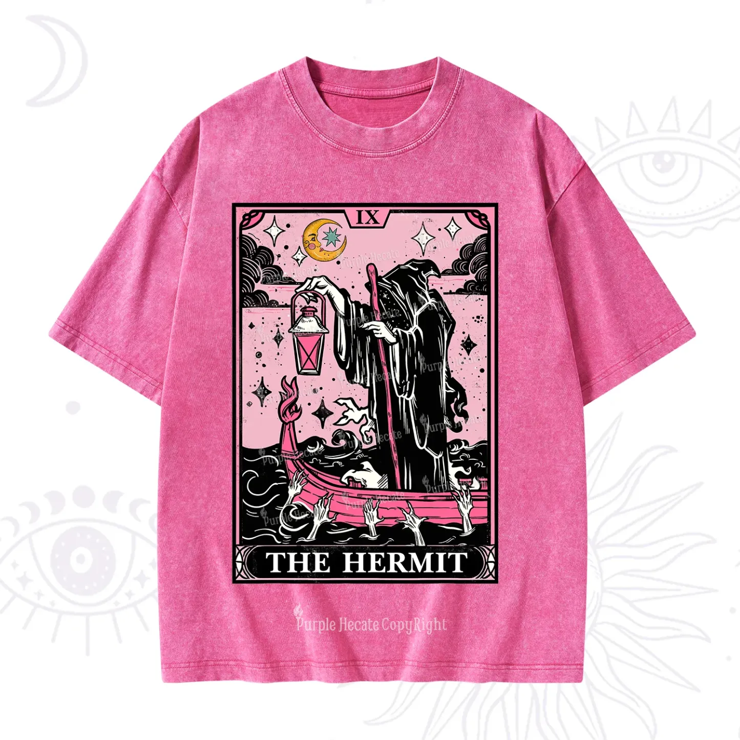 Purplehecate The Hermit Tarot Card Washed T-Shirt