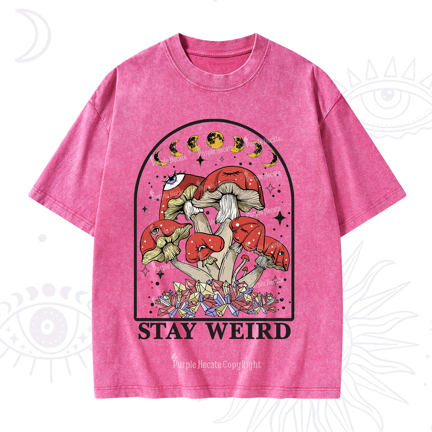 Purplehecate Stay Weird Mushroom Washed T-Shirt