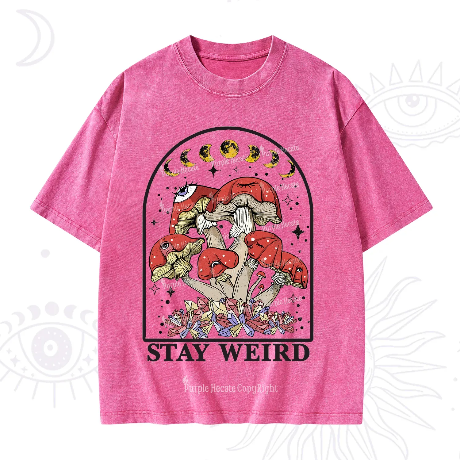 Purplehecate Stay Weird Mushroom Washed T-Shirt
