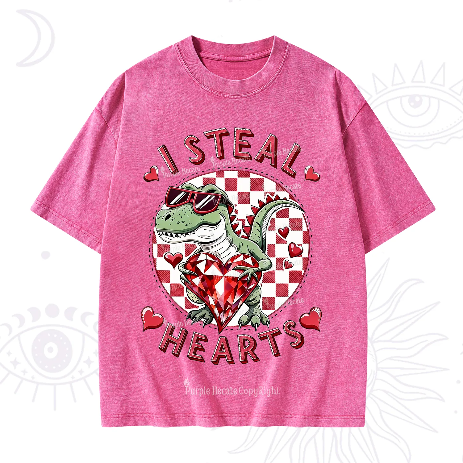 Purplehecate I Steal Hearts Valentine Washed T-Shirt