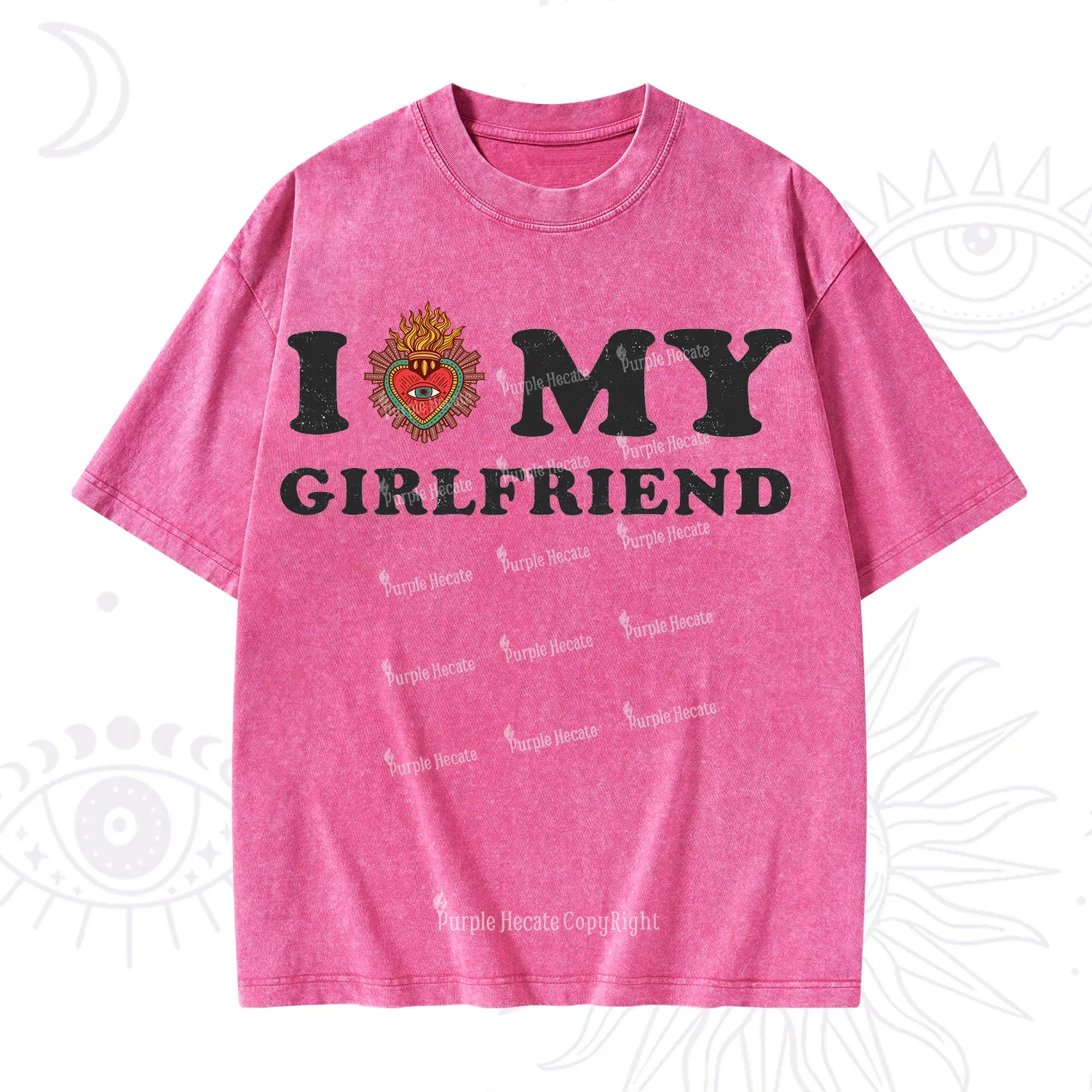 Purplehecate I Love My Boyfriend Valentine Washed T-Shirt