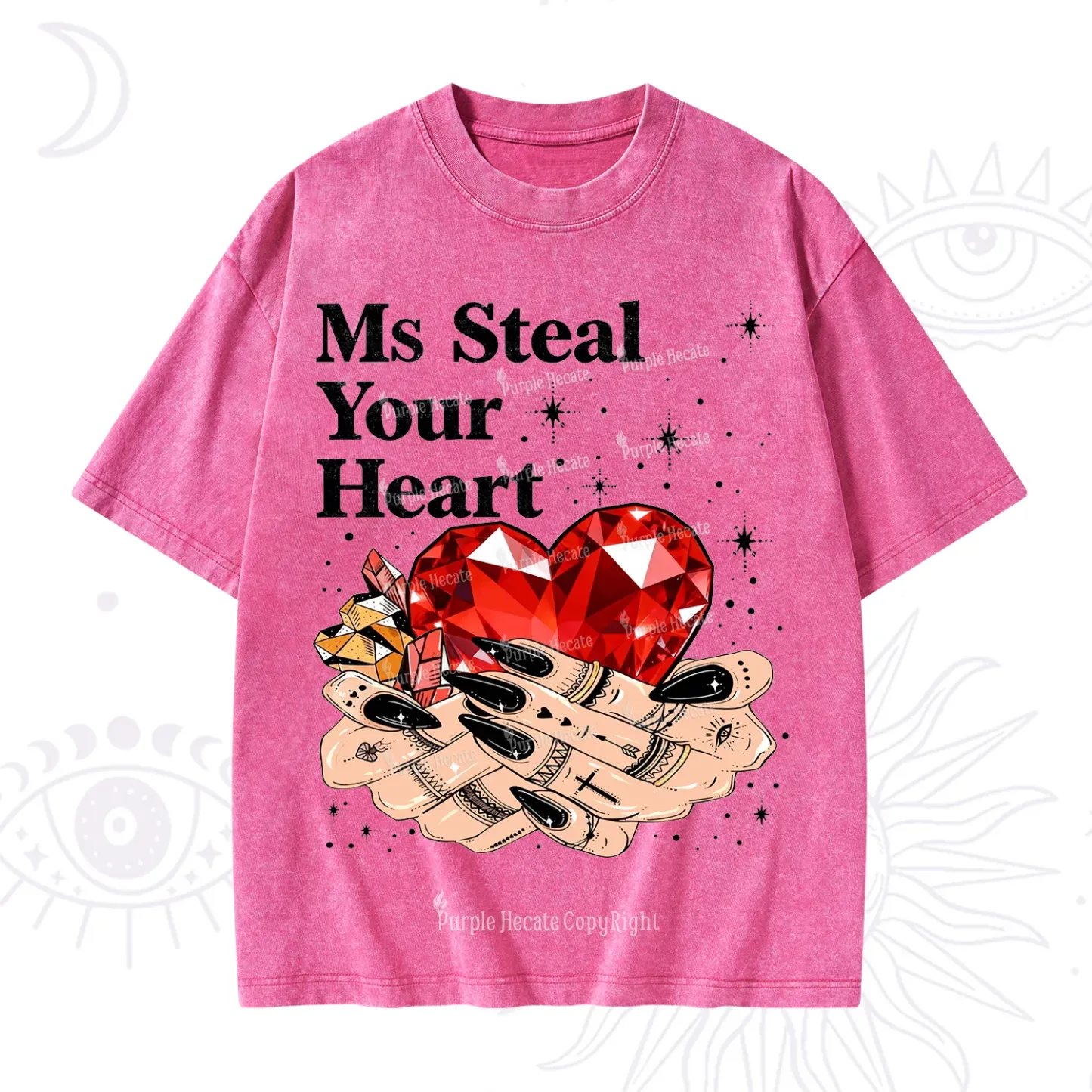 Purplehecate Ms Steal Your Heart Valentine Washed T-Shirt