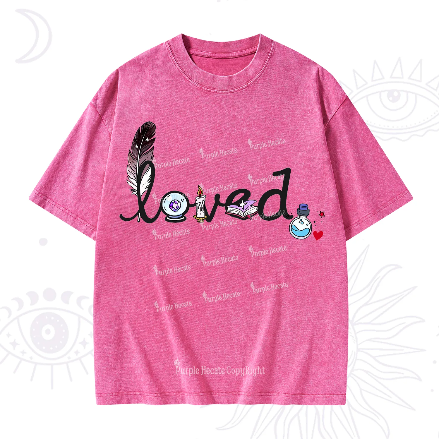 Purplehecate Magical Loved Valentine Washed T-Shirt