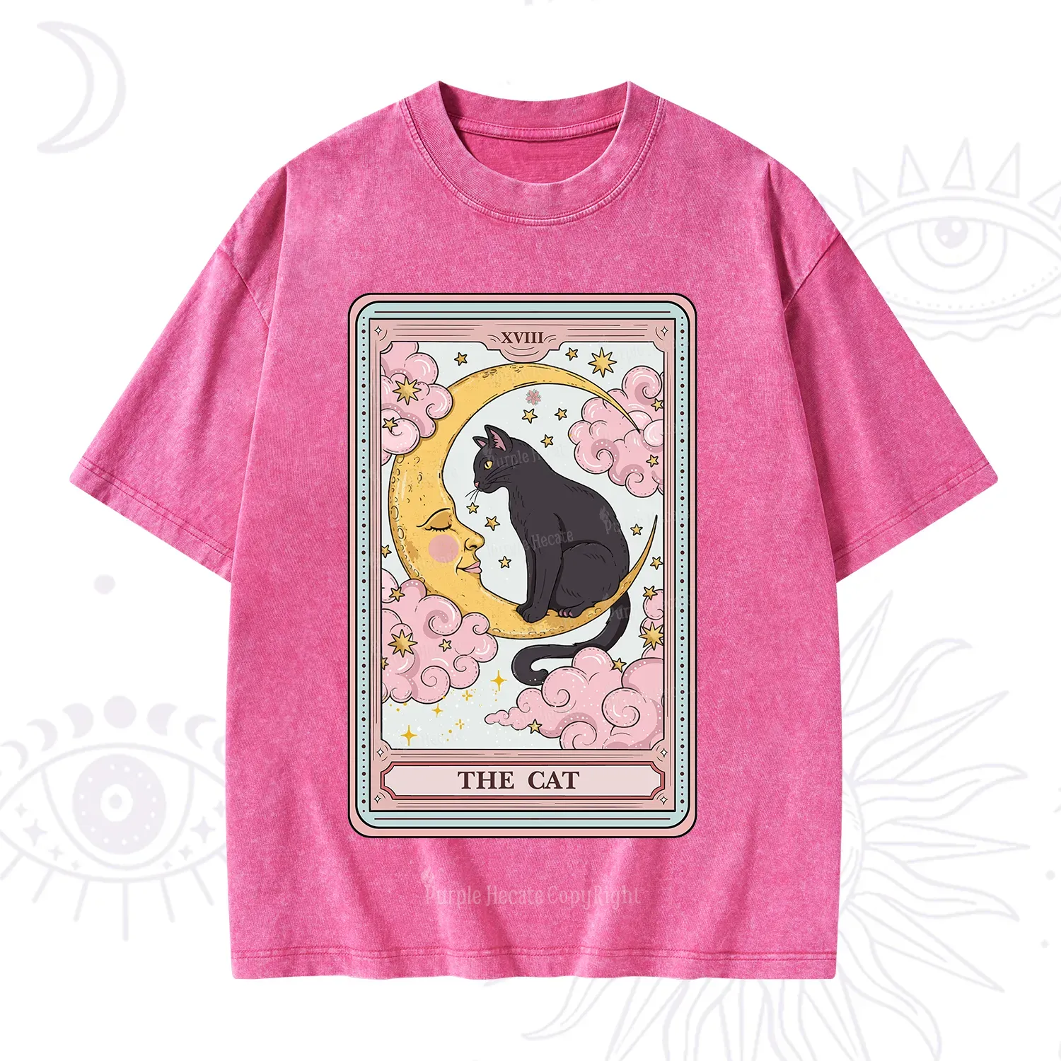 Purplehecate The Cat Tarot Card Washed T-Shirt