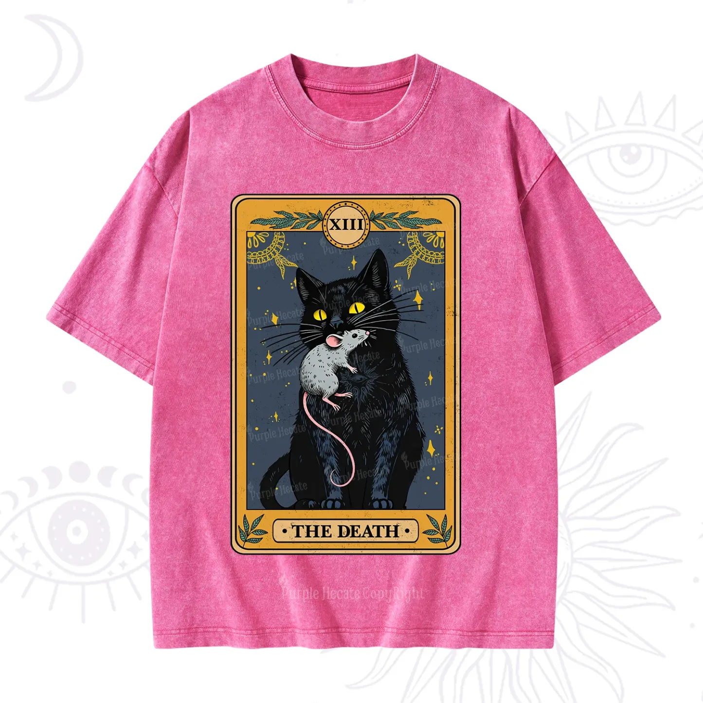 Purplehecate The Death Tarot Cat Washed T-Shirt