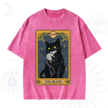 Purplehecate The Death Tarot Cat Washed T-Shirt