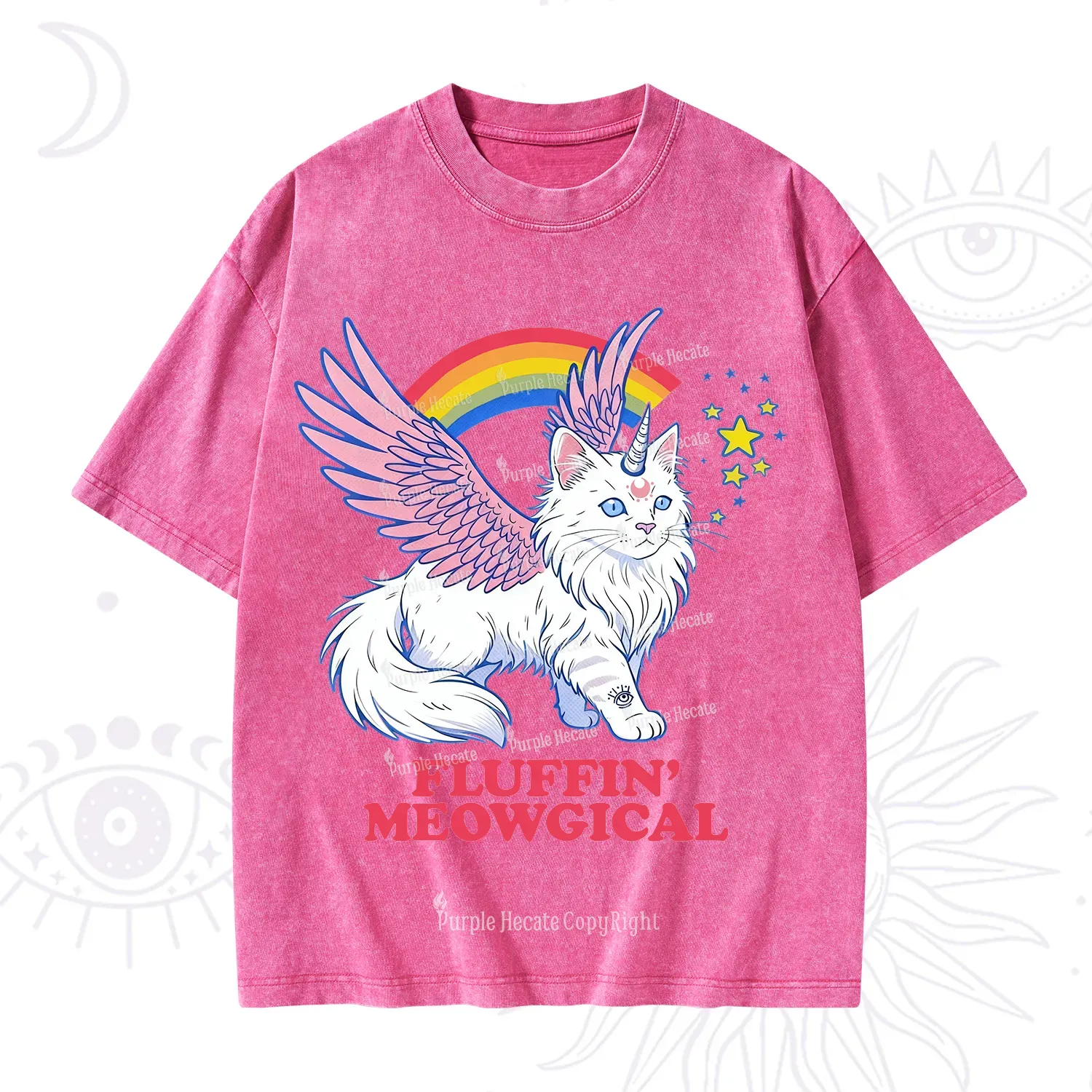 Purplehecate Fluffin Meowgical Washed T-Shirt