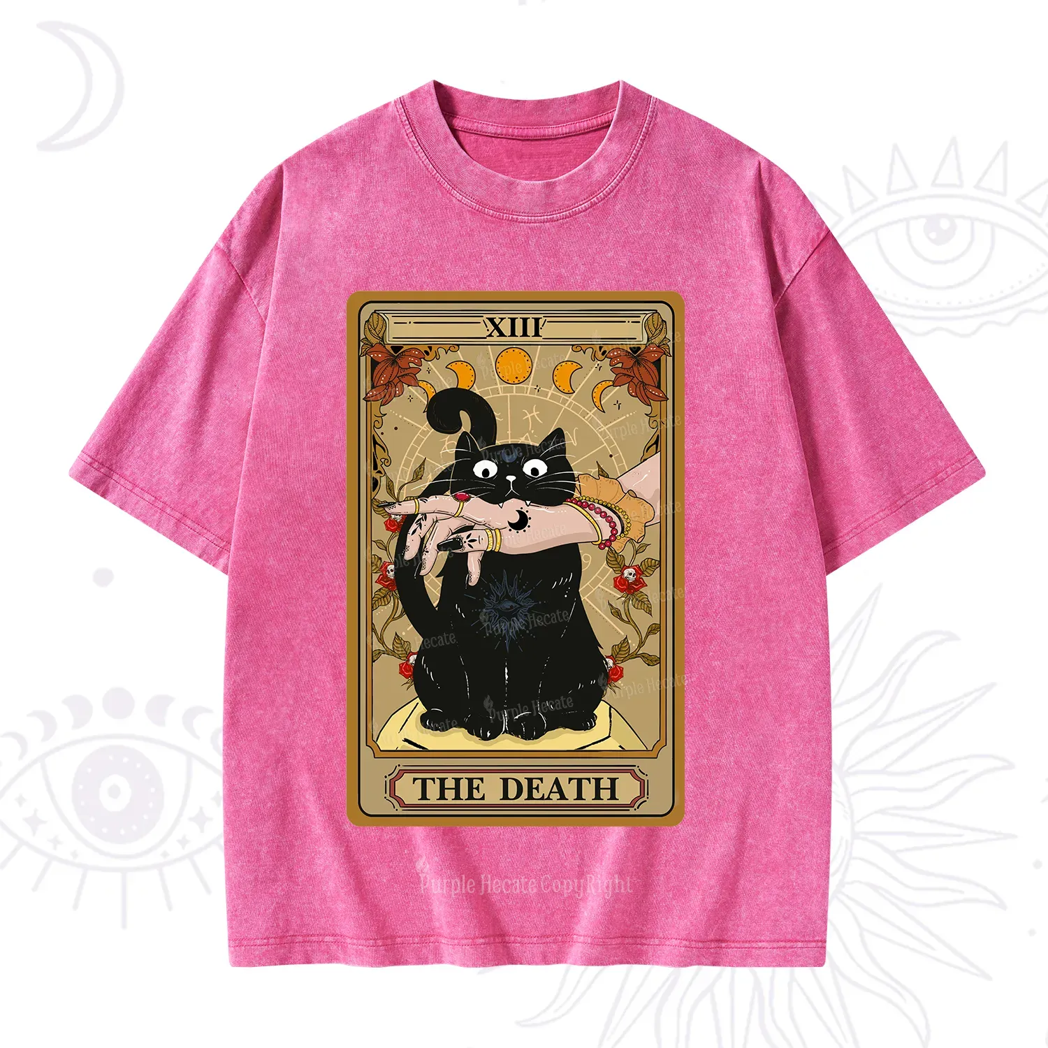 Purplehecate The Death Tarot Black Cat Washed T-Shirt