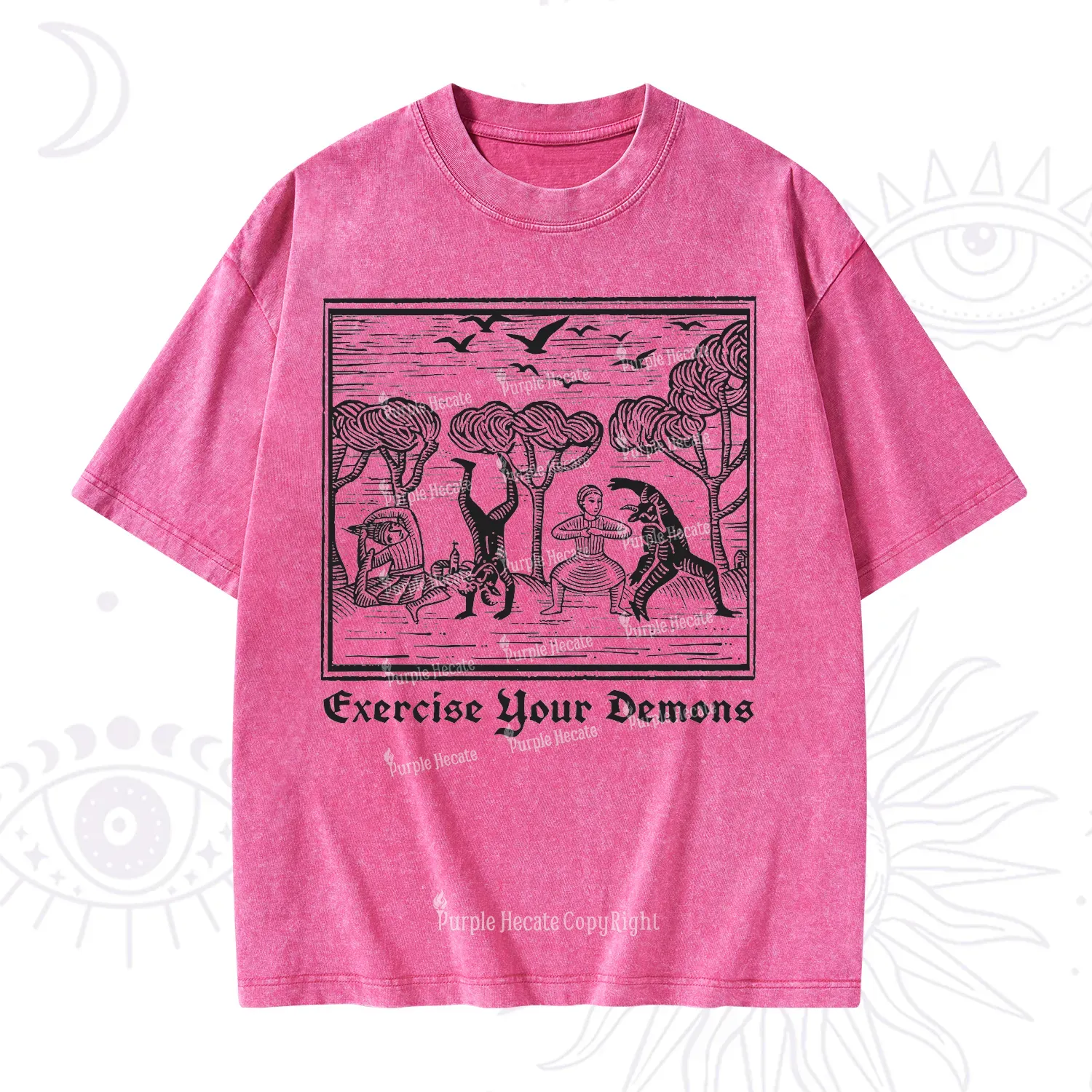 Purplehecate Exercise Your Demons Washed T-Shirt