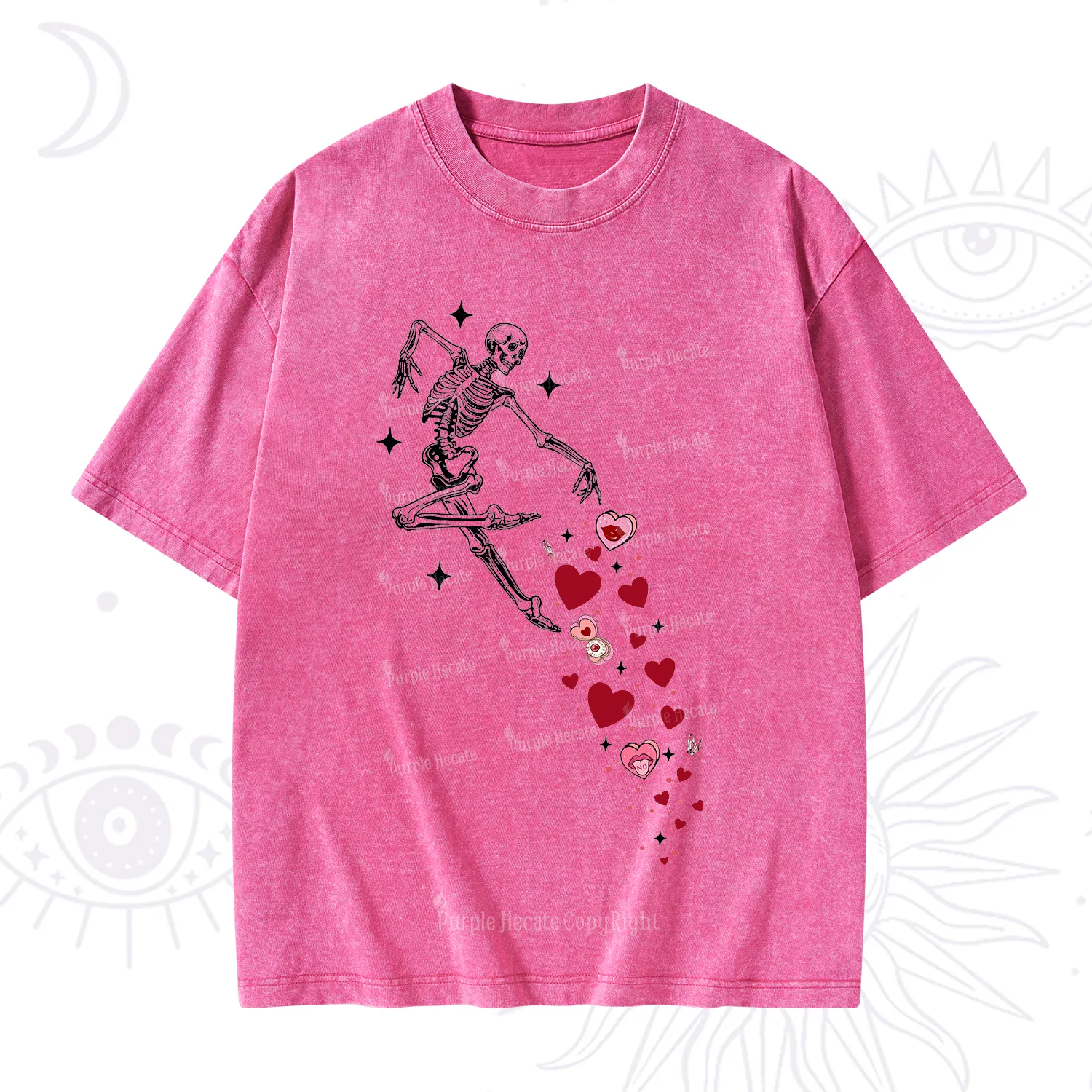 Purplehecate Dancing Skeleton of Love Valentine Washed T-Shirt
