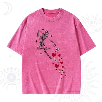 Purplehecate Dancing Skeleton of Love Valentine Washed T-Shirt