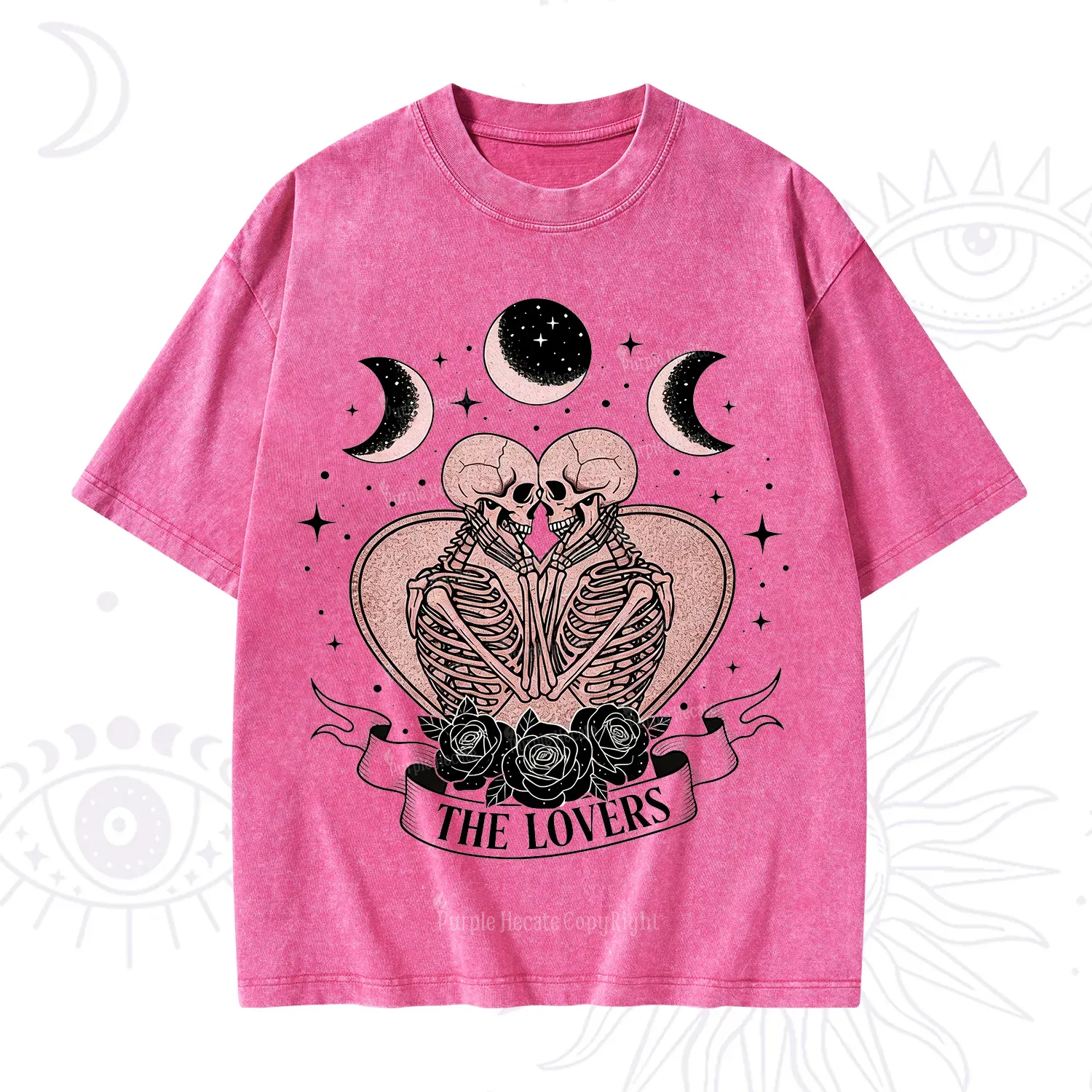 Purplehecate The Lovers of Skeletons Washed T-Shirt