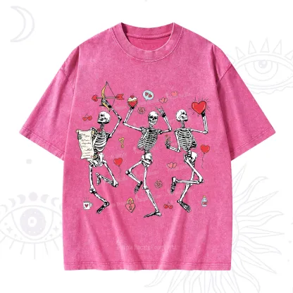 Purplehecate Skeleton Dancing Valentine Washed T-Shirt