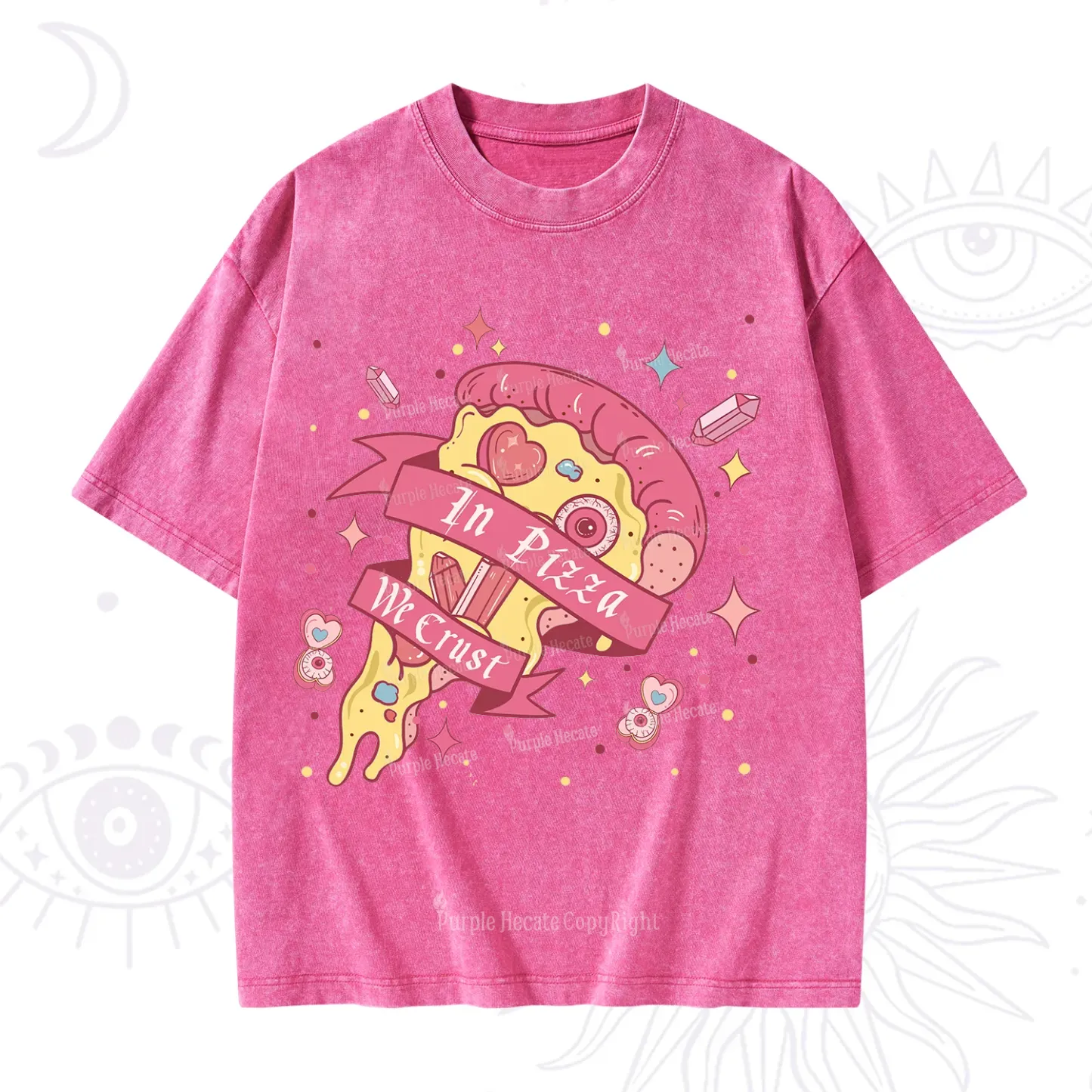 Purplehecate In Pizza We Crust Valentine Washed T-Shirt