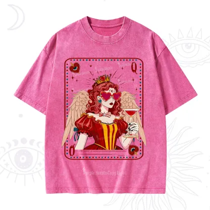 Purplehecate Queen of Hearts Angel Graphic Washed T-Shirt