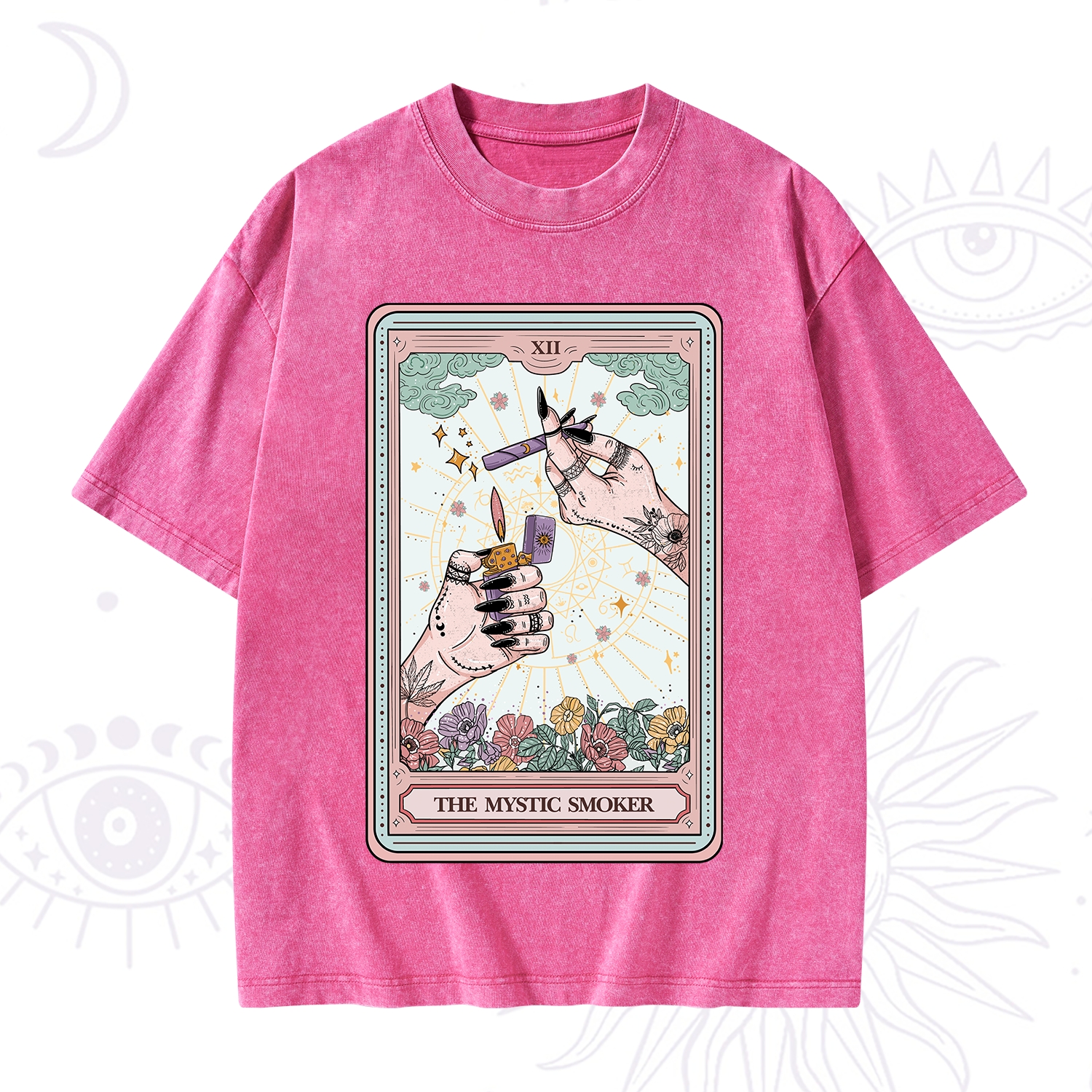 Purplehecate The Mystic Smoker Tarot Card Washed T-Shirt