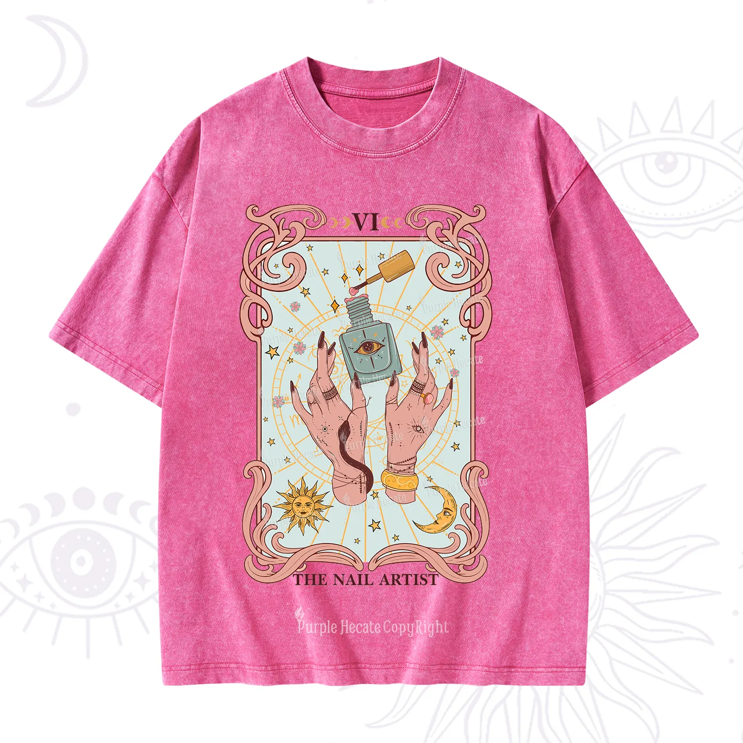 Purplehecate The Nail Artist Tarot Washed T-Shirt
