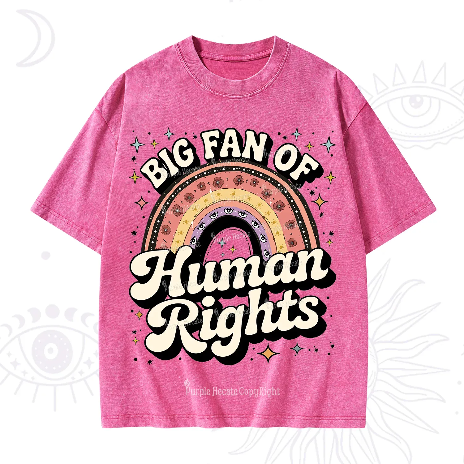 Purplehecate Big Fan Of Human Rights Rainbow Washed T-Shirt