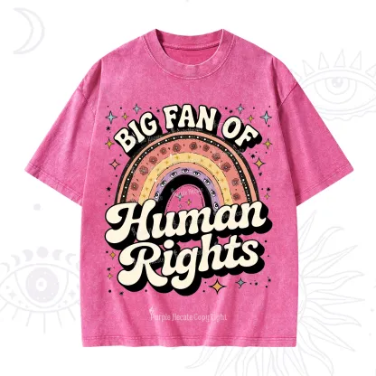 Purplehecate Big Fan Of Human Rights Rainbow Washed T-Shirt